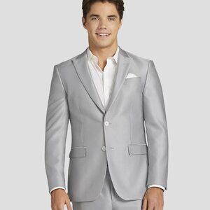 NEW Egara Skinny Fit Shiny Silver Suit Jacket 40S 40 SHORT